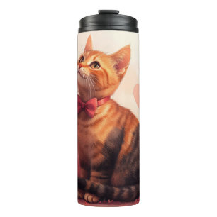 Abyssijnse kat met rozen - Valentijnsdag Thermosbeker