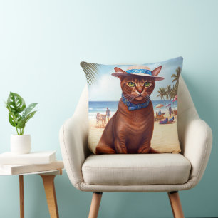 Abyssijnse kat op het strand, zomer cadeau voor ka kussen