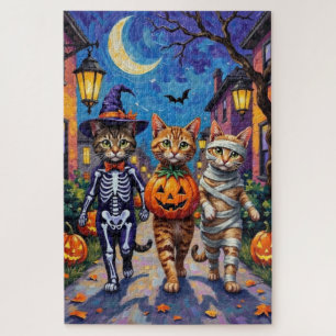 Abyssijnse katten gaan langs voor trick-or-treat i legpuzzel