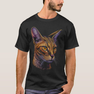 Abyssijnse Kleurrijke grafische Kat Vader Moeder M T-shirt