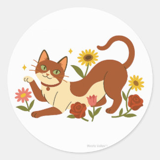 Abyssiniaan in de Madeliefjes Klassieke Ronde Stic Sticker