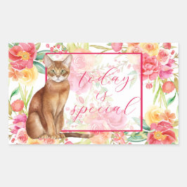 Abyssiniaanse kat en Waterverf Flowers Sticker