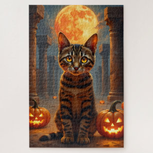 Abyssiniaanse kat Geheiligde tempel Halloween port Legpuzzel