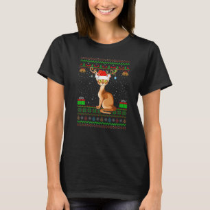 Abyssiniaanse kat Santa Hat komt overeen met Ugly  T-shirt