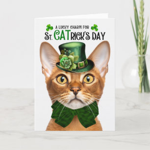 Abyssinian Cat Funny St. CATrick's Day Lucky Charm Feestdagen Kaart