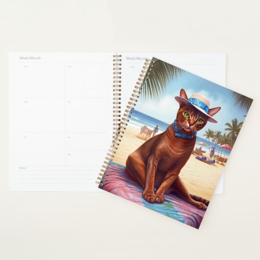Abyssinian cat on Beach, cadeau d'été pour amoureu (Devant avec enveloppe)