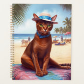 Abyssinian cat on Beach, cadeau d'été pour amoureu (Devant)