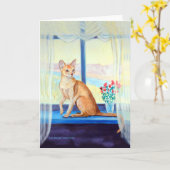 Abyssinian Cat Wenskaarten Kaart (Gele Bloem)