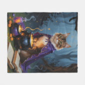 Abyssinian Cat Whimsical Halloween Schilderij Fleece Deken (Voorkant (Horizontaal))
