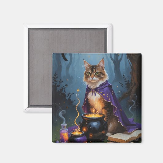 Abyssinian Cat Whimsical Halloween Schilderij Magneet (Voorkant / Achterkant)