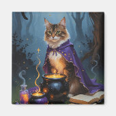 Abyssinian Cat Whimsical Halloween Schilderij Magneet (Voorkant)