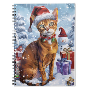 Abyssinian Cat Winter Wonderland Christmas Joy Notitieboek