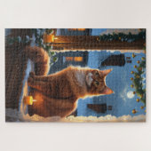 Abyssinian Cat With Christmas Lights Holiday Legpuzzel (Horizontaal)