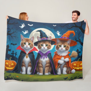 Abyssinian Cats Pumpkin Halloween Grappig Fleece Deken