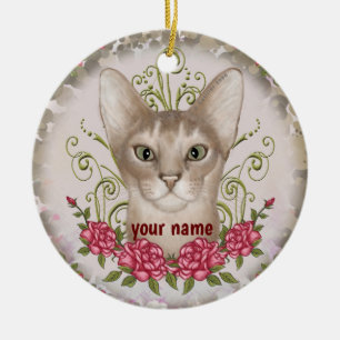 Abyssinian Chat Rose nom personnalisé Ornement