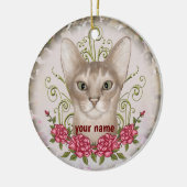 Abyssinian Kat Rozen aangepaste naam Ornament (Links)