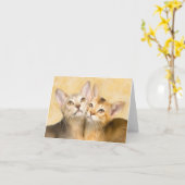 Abyssinian Kittens Kaart (Gele Bloem)