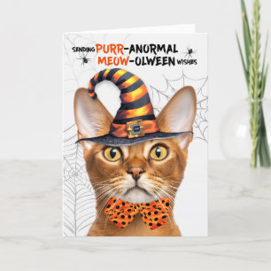 Abyssinien Halloween Kat PURRanormale MEOWolween Feestdagen Kaart