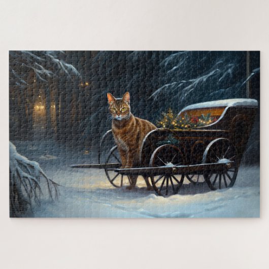 Abyssinien Sneeuwslee Ride Kerstdecoratie Legpuzzel (Horizontaal)