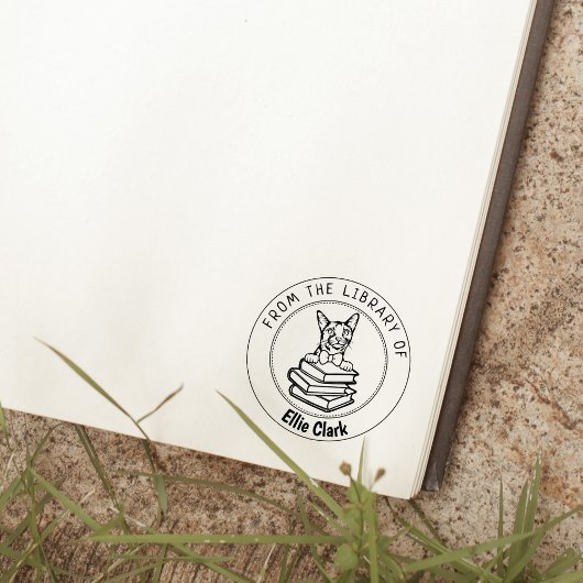 Abyssinische kat, boek uit de bibliotheek van 	rubberstempel