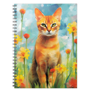Abyssinische kat kleurrijke waterverf kunstwerk notitieboek