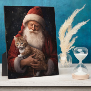 Abyssinische Kat met Sinterklaas Feestelijke Kerst Fotoplaat
