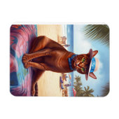 Abyssische kat op strand, zomercadeau voor kattenl magneet (Horizontaal)