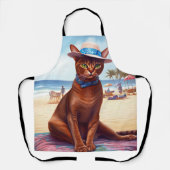 Abyssische kat op strand, zomercadeau voor kattenl schort (Voorkant)