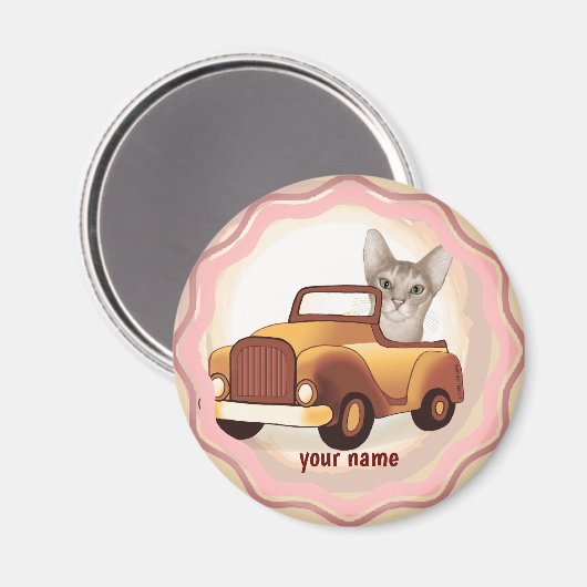 Abyssische kat-rijdende auto magneet (Voorkant / Achterkant)