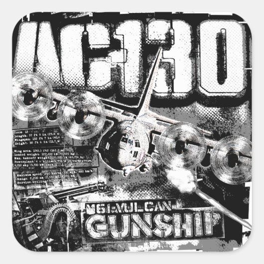 AC-130 VIERKANTE STICKER (Voorkant)