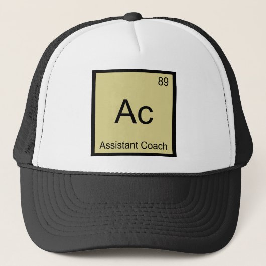 AC — Assistent Coach Chemistry Element Symbol T-sh Trucker Pet (Voorkant)