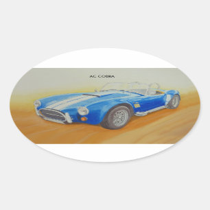 AC BLUE CLASSIC SPORTS CAR OVALE STICKER