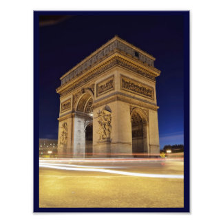 Ac de Triomphe de l'Étoile in Paris night shot Foto Afdruk