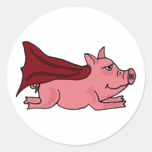 AC- Flying Super Pig Cartoon Ronde Sticker