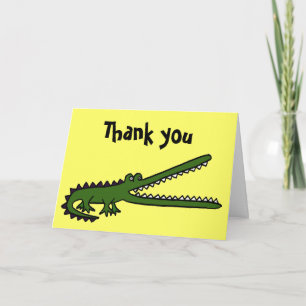 AC- Funny Crocodile Art Thank you Card Bedankkaart