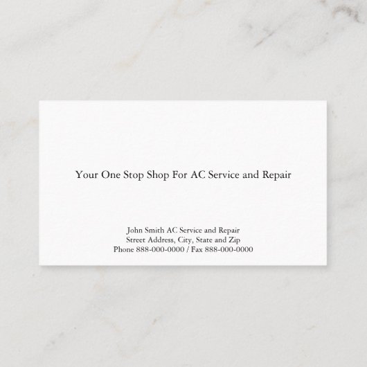 AC Service en Reparatie Visitekaartje (Achterkant)