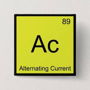 Ac - Wisselstroom Scheikunde Elementsymbool Vierkante Button 5,1 Cm