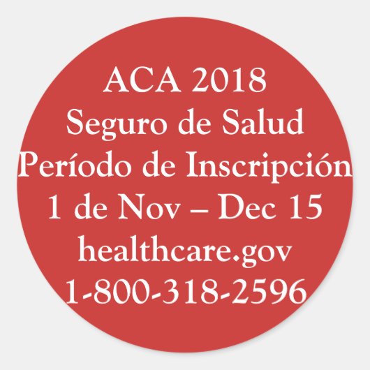 ACA Período de Inscripción - Resistencia Roja Ronde Sticker (Voorkant)