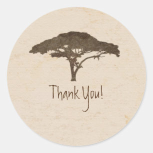 Acacia Boom Afrikaanse Safari Bruiloft Favor Ronde Sticker