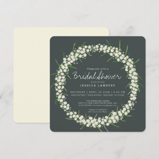 Acacia crème fleurie nuptiale douche invitations (Devant / Derrière)