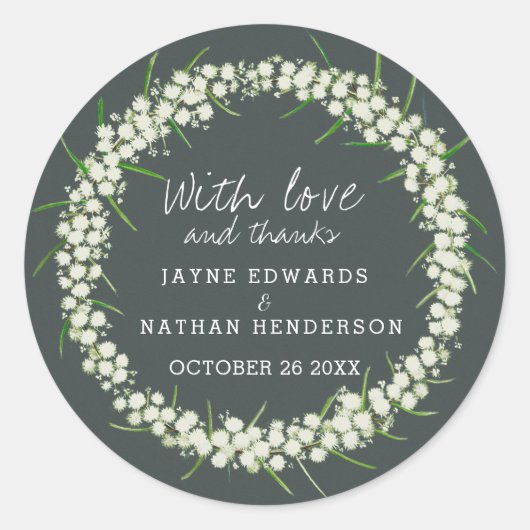 Acacia crème waterverf kunst ronde sticker (Voorkant)