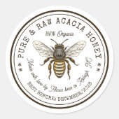 Acacia sticker de conserverie au miel avec abeille (Devant)