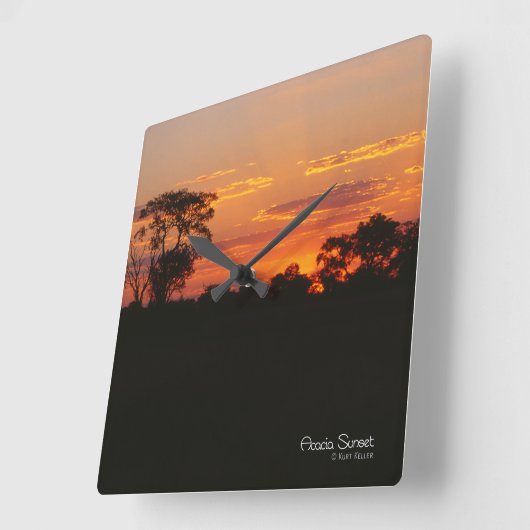 Acacia Sunset Vierkante Klok (Hoek)