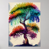 Acacia Tree Waterverf Kunst Poster (Voorkant)