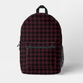  Academia Black en Dark Garnet Houndstooth Bedrukte Rugzak (Voorkant)