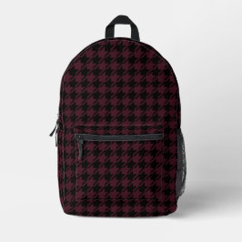  Academia Black en Dark Garnet Houndstooth Bedrukte Rugzak