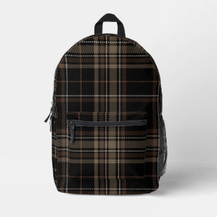 Academia Black Plaid Bedrukte Rugzak
