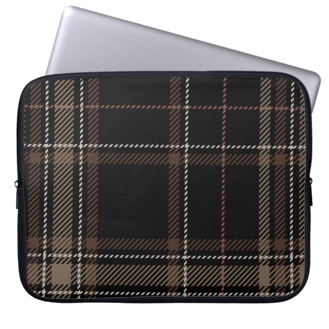Academia Black Plaid Laptop Sleeve (Voorkant)