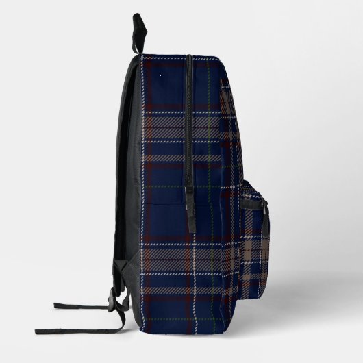 Academia Navy Blue Plaid Bedrukte Rugzak (Links)