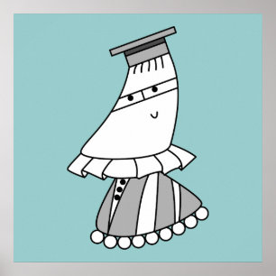 Academische jurk kawaii cartoon karakter posters